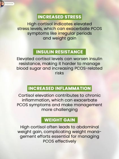Elevated cortisol contributes to increased stress, insulin resistance, inflammation, and abdominal weight gain, all of which complicate PCOS management.