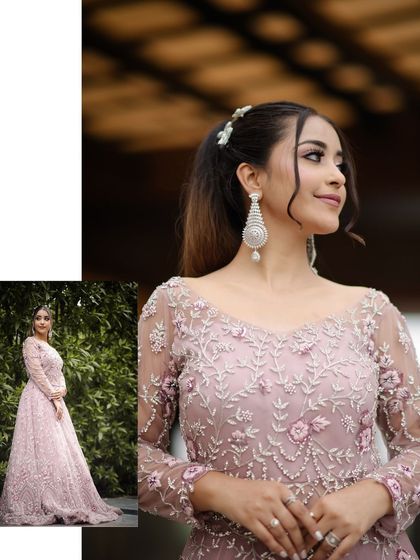 A portrait from a collaboration with a makeup artist. This shot showcases the model's elegant evening gown and sophisticated makeup, demonstrating my skill in fashion and beauty photography.