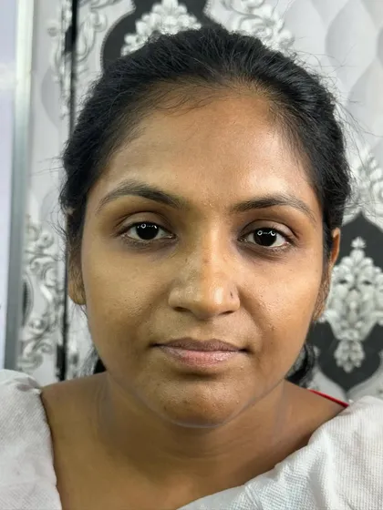 The 'before' photo for our South Indian bridal look transformation, showing the importance of a good canvas.