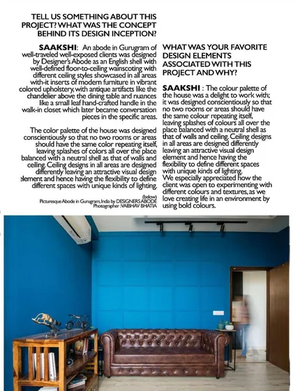 Another feature from a magazine, highlighting our project at Windchants Experion. The article delves into the design concept, where we used a diverse color palette and unique ceiling styles to define different spaces.