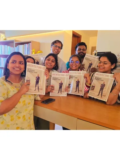 These moments belong to the team. A collection of photos showing my dedicated colleagues exploring our recent feature in Architecture + Design magazine. Their spirit is what makes every project come alive.