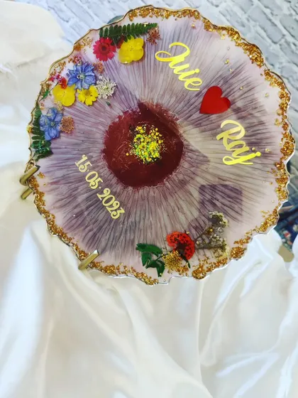 This custom table decor piece is a wonderful way to celebrate a new marriage.