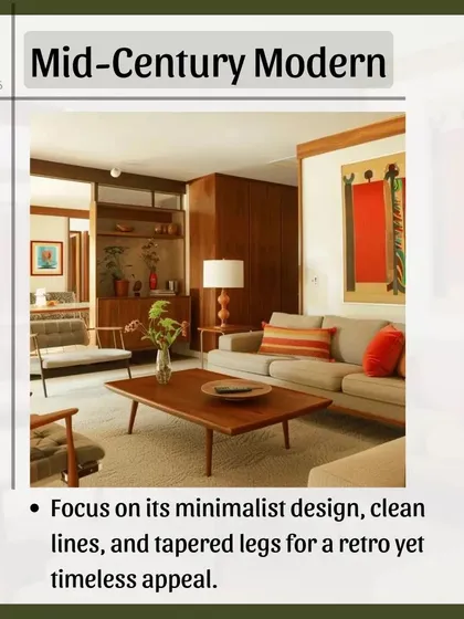 The Mid-Century Modern sofa is celebrated for its minimalist design. Clean lines, organic shapes, and tapered wooden legs give it a retro yet timeless appeal that remains popular today.