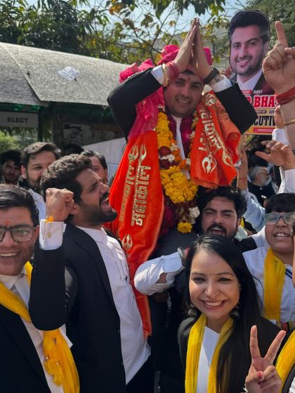 A moment of celebration and support from my colleagues during the bar association election campaign. Their encouragement means the world to me.