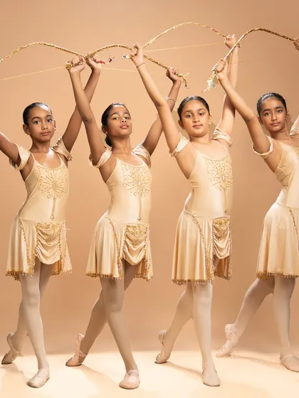These studio portraits capture the warrior spirit of our dancers performing a piece inspired by the ballet 'Sylvia.' Holding their bows, they embody a story of conflict, courage, and resolution.