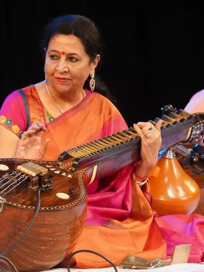 Performing on stage is a conversation with the audience through music. This is a close up from a performance at the Sevasadan’s festival, a moment of complete immersion in the sound of the veena.