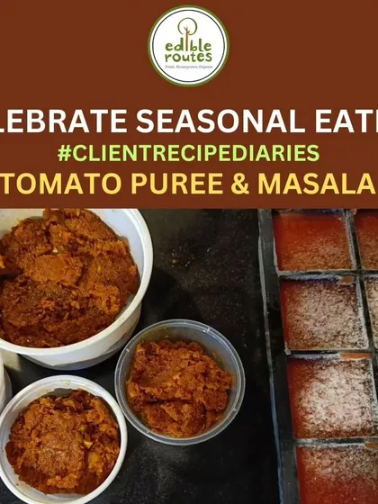 A client made a large batch of tomato puree and masala from their bumper harvest of organic tomatoes. This is a great way to preserve the taste of summer to enjoy all year round.