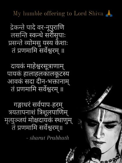 My personal and humble offering to Lord Maheshwara, the 'Sarveshwara Stotram'. This composition, inspired by the mountains, is my attempt to describe his divine attributes, from the sounds of his anklets to his role as the protector of devotees.