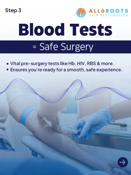 Step 3: Your safety is my top priority. We conduct vital pre-surgery blood tests like Hb, HIV, and RBS to ensure you are medically fit for a smooth and safe procedure.