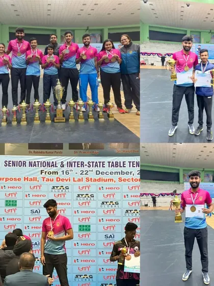 I believe that great players are mentored by great players. This collage celebrates our coach, Ravindra Kotiyan, a national-level player himself, on winning the Men's Doubles title at the UTT 85th Senior National Championships. His experience is invaluable to our students.