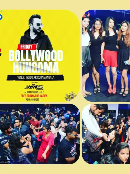 A snapshot of a typical Bollywood Hungama night. It's a full house with great music, happy faces, and a high-energy vibe that lasts all night.
