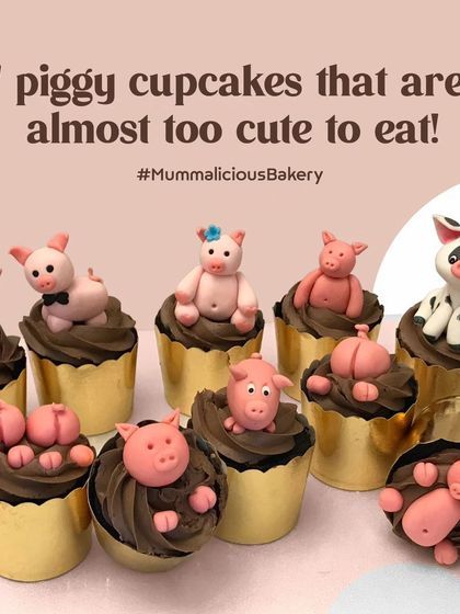 These piggy cupcakes are almost too cute to eat. Each one is handcrafted with a unique, adorable expression, making them a fun and whimsical treat for kids' parties or for anyone who loves cute desserts.
