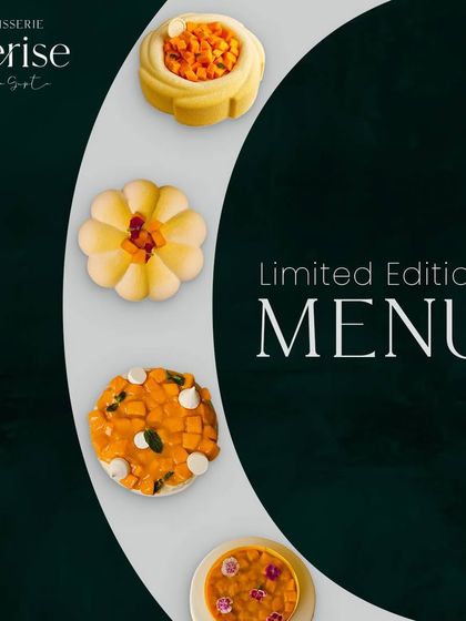 My limited-edition mango menu, featuring a variety of entremets and cheesecakes that celebrate the king of fruits.