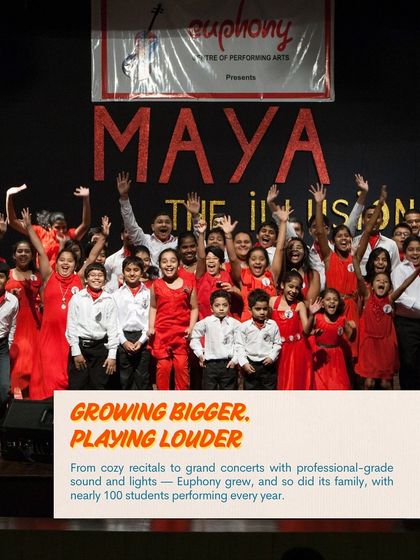 Growing bigger, playing louder. From cozy recitals, we grew to host grand concerts with professional-grade sound, with nearly 100 students performing every year.