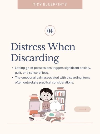 If the thought of letting go of possessions triggers significant anxiety, guilt, or a sense of loss, it's a sign of distress when discarding. The emotional pain can often outweigh practical considerations.