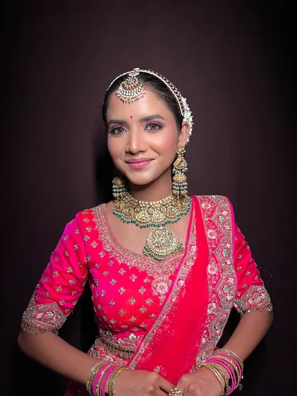 A simple, elegant portrait capturing the beauty of the makeup.