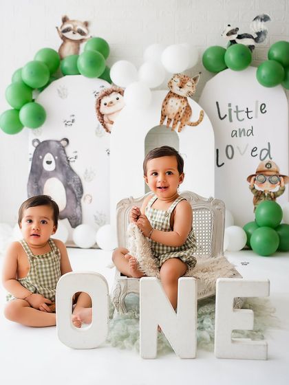 Double the adventure with these twin boys for their woodland-themed first birthday.