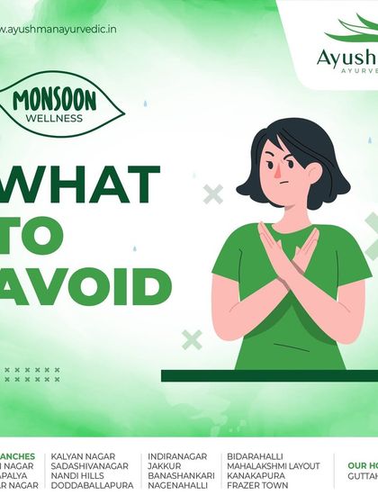 Knowing what to avoid is just as important as knowing what to eat. This graphic introduces our list of foods to limit during the monsoon to prevent digestive issues and illness.