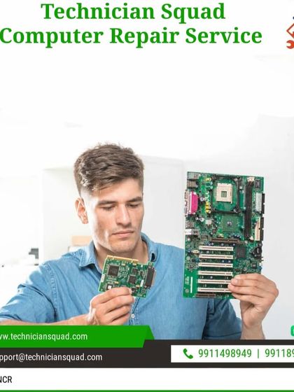 Our technicians have deep expertise in computer hardware. Here, one of our team members examines different types of motherboards, showcasing the component-level knowledge we bring to every computer repair job.