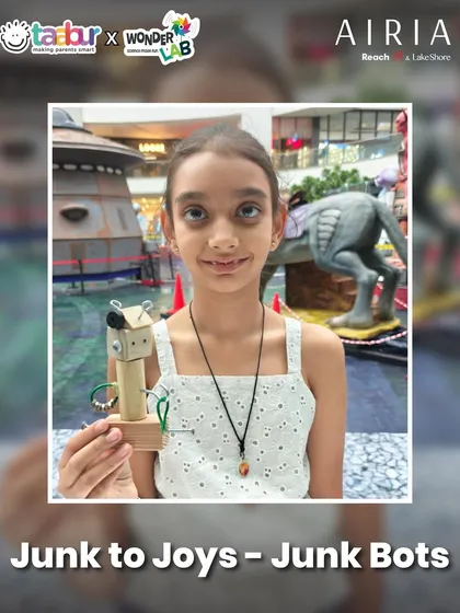 Turning junk into joy! Kids created their own Junk Bots at this innovative workshop.