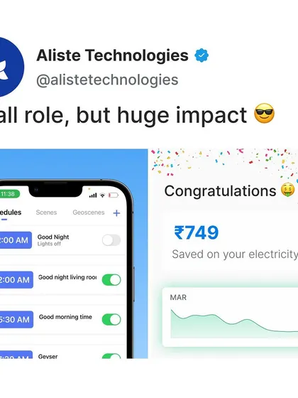 This image shows the direct impact of our scheduling feature. By setting automated on and off times for appliances, one of our clients saved ₹749 in a single month, demonstrating how small, smart adjustments lead to huge savings.