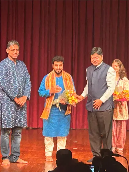 Another moment of felicitation at the Debadhara Delhi event.