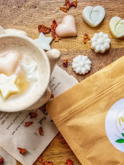 My wax melts come in various shapes like these cute hearts and stars. Simply melt these flameless, sootless mini candles in a burner to enjoy enticing fall scents like Oud and Patchouli wafting through your home.
