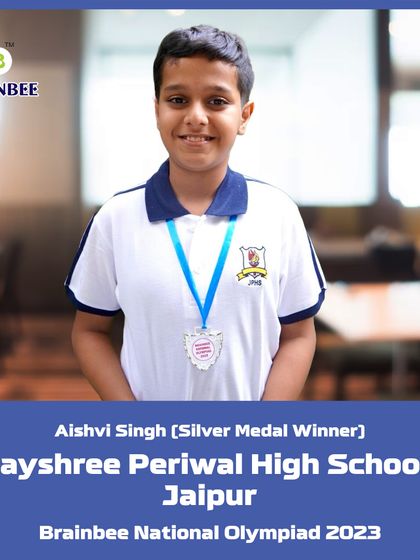 Aishvi Singh from Jayshree Periwal High School, Jaipur, a silver medalist from the 2023 Brainbee National Olympiad.