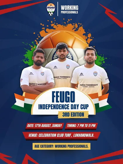 The event poster for the 3rd Edition of our Independence Day Cup, detailing the venue, timings, and age category.