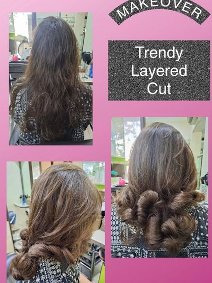 A classic layered cut that adds shape and style. The hair is blow-dried with an inward curl to create a polished, voluminous look that is both timeless and trendy.