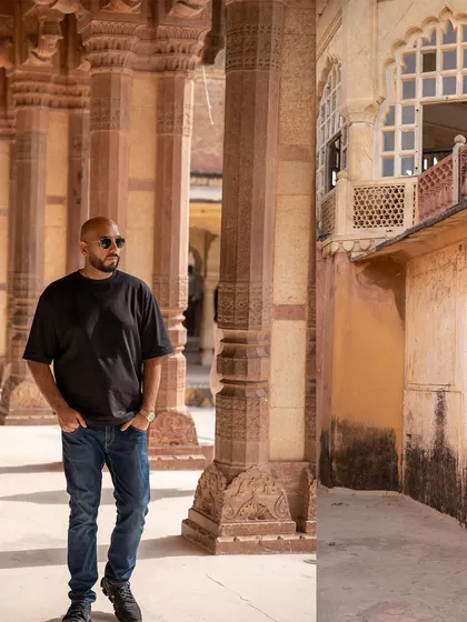 A solo shot inside the ancient corridors of Amer Fort. The sense of history here is powerful.