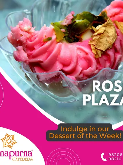 Our 'Rose Plaza' dessert, a beautifully crafted sweet treat with the delicate flavour and aroma of rose, perfect for ending a meal on a high note.