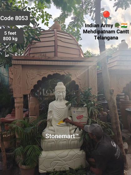 The sun's rays embrace the 5-foot Buddha statue destined for the Indian Army in Hyderabad, making it look completely divine.