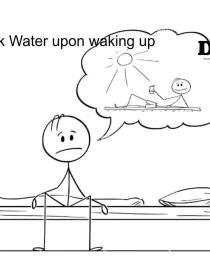 A simple reminder to drink water as soon as you wake up. It's the best way to rehydrate your body and kickstart your metabolism.