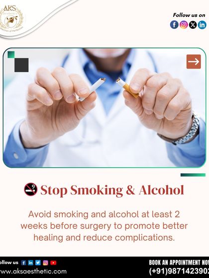 I advise all my patients to stop smoking and drinking alcohol at least two weeks before surgery. This simple step significantly promotes better healing and reduces the risk of complications.