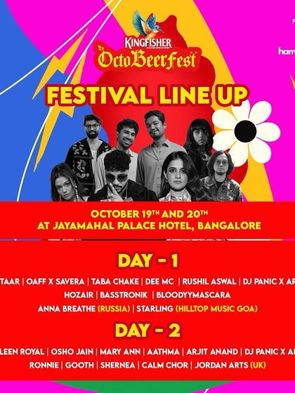 The official festival lineup for the Kingfisher OctoBEERfest, an event where we managed the complete infrastructure.