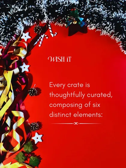 Each Holiday Crate is thoughtfully curated with six distinct elements to capture the spirit of the season, from treats to decor.