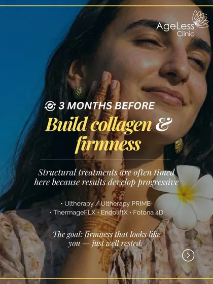 For my clients, especially brides-to-be, planning is key. I recommend starting structural treatments like Ultherapy or Thermage FLX about three months before a major event. This allows enough time for your body to build new collagen, resulting in a firm, well-rested appearance that looks completely natural.