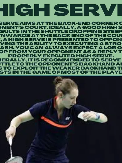 The high serve is an offensive serve aimed at the back-end corner of the opponent's court, pushing them back and creating opportunities for attack.