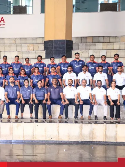 The foundation of our success is our dedicated team. This is a group portrait of the coaches, trainers, and administrative staff of Somaiya Sports Academy, the professionals who guide our athletes every day.