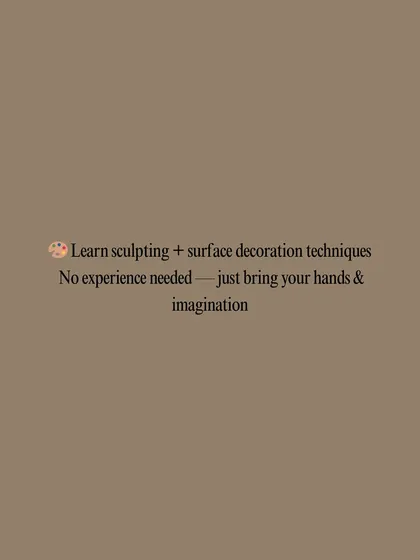 A simple text graphic highlighting that our miniature sculpting workshops require no prior experience, just your hands and imagination.
