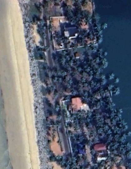 A satellite image of the actual site for the beach retreat, which was the starting point for our design exploration.