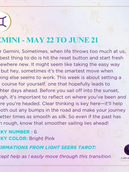 This week's tarot guidance for Gemini. Sometimes, when life throws too much at us, the best thing to do is hit the reset button and start fresh.