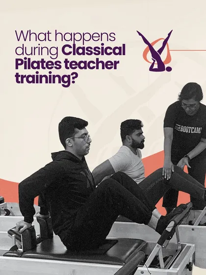What happens during my Classical Pilates teacher training? It is an immersive, mentored journey that builds clarity, competence, and confidence. Here, a trainee receives hands on correction on the Reformer, a key part of the learning process.