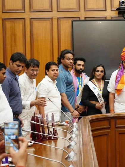 A group photo during the award ceremony at the Vidhaan Sabha. Being acknowledged by government officials shows the growing respect for bodybuilding in India.
