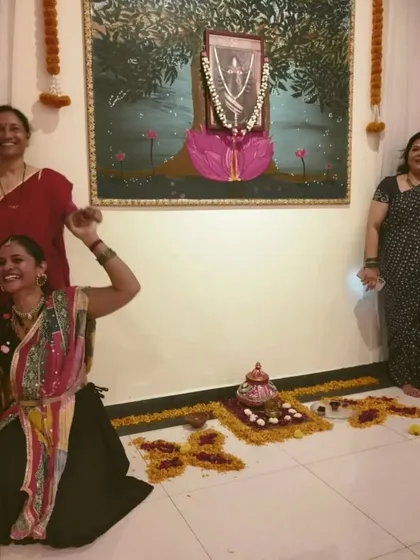 A moment of pure, uninhibited joy during our Navratri celebration. The dance floor was alive with energy and devotion to Devi.