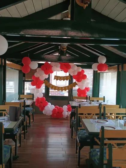 The entire boat section decorated and ready for the anniversary celebration.