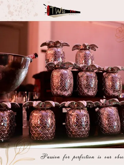 Another shot of our creative glassware, including these unique pineapple-shaped vessels, which add a tropical flair to any event.