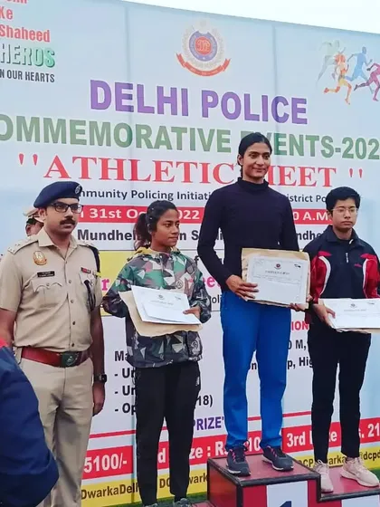 Victory belongs to the most persevering. Here is one of my proud trainees on the winner's podium at the Delhi Police Commemorative Events Athletic Meet. This is the result of pure hard work.