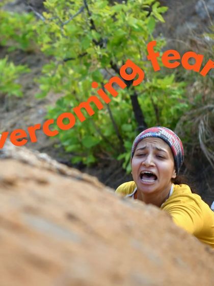 A powerful image showing the raw emotion of pushing through a difficult moment. Overcoming fear is a huge part of the climbing journey.